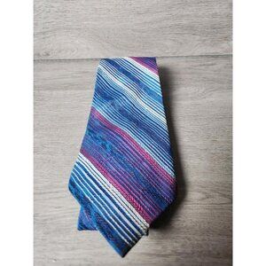 Vintage 60s 70s Rhodia Woven Blue Striped Mens Neck Tie 56x4 Classy France